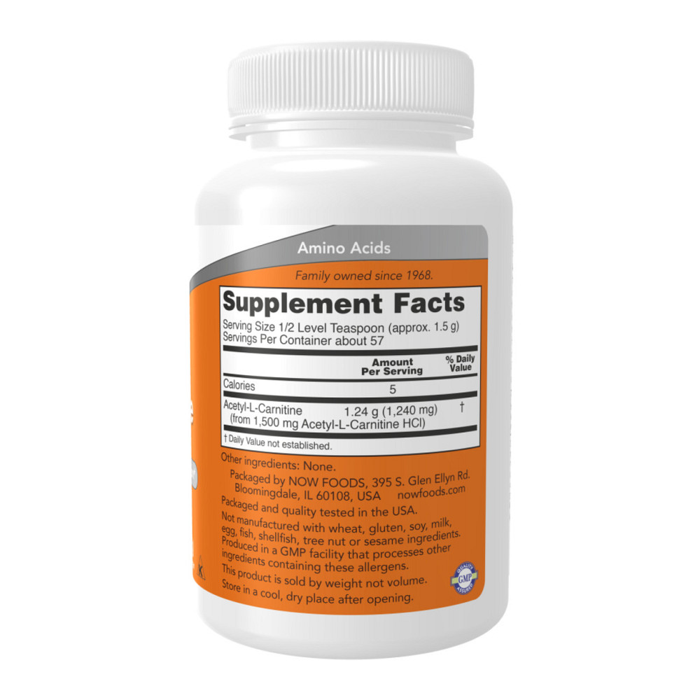Ацетил-L-карнітин NOW foods Acetyl-L-Carnitine Pure Powder 85 грам Київ - фото 2