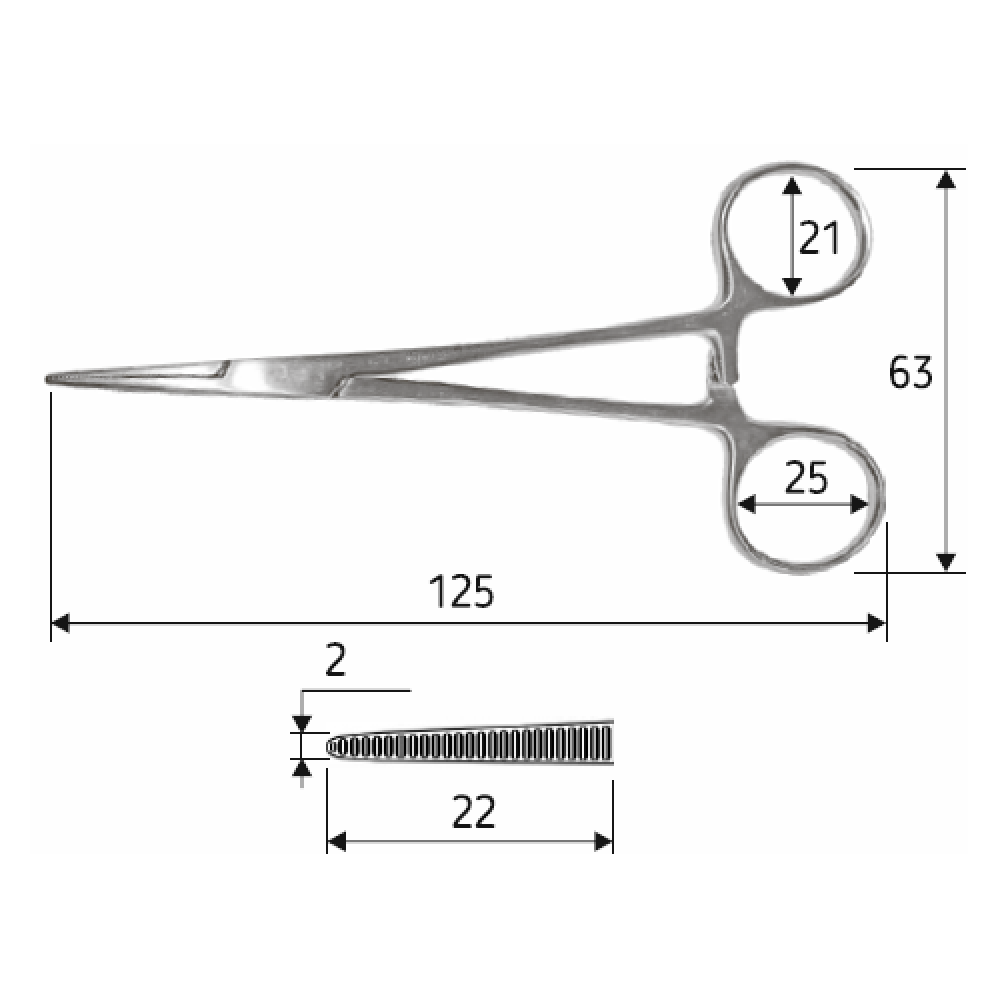 Зажим Halsted-Mosquito, прямой, 12,5 см, J-17-021 Днепр - изображение 2