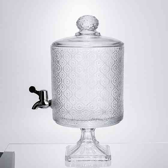 Стеклянная лимонадница с краном и подставкой, 4.5 л Киев