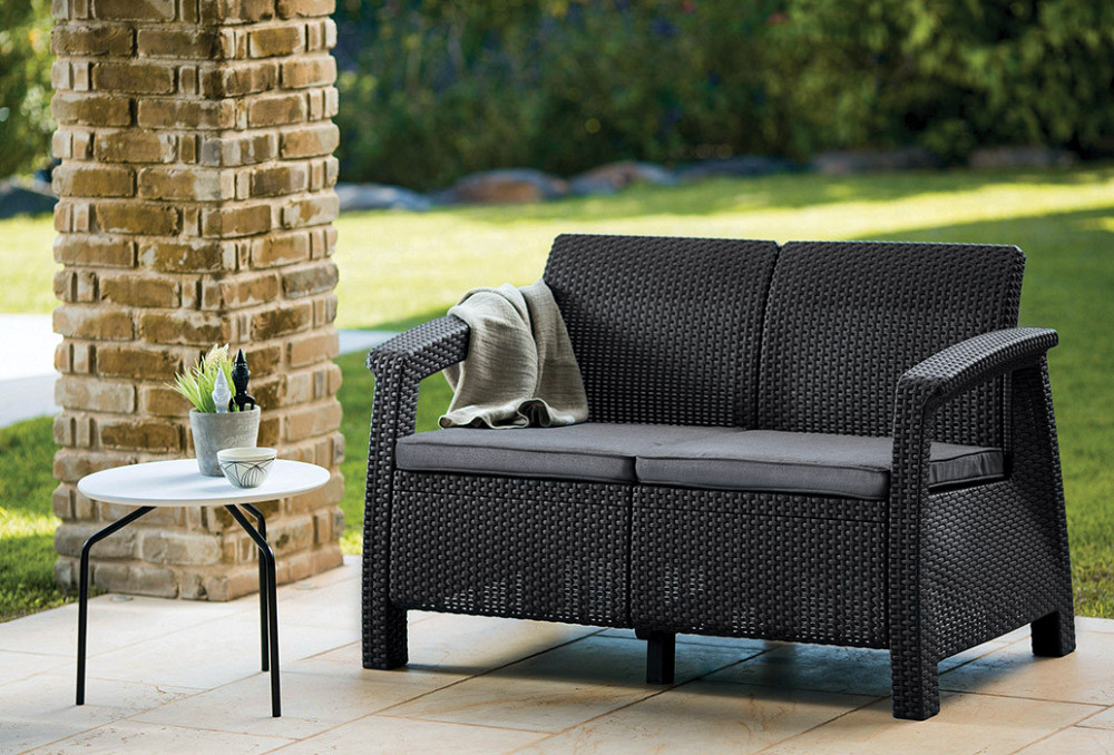 Диван пластиковий садовий Keter Corfu II Love seat, графіт Київ - фото 10