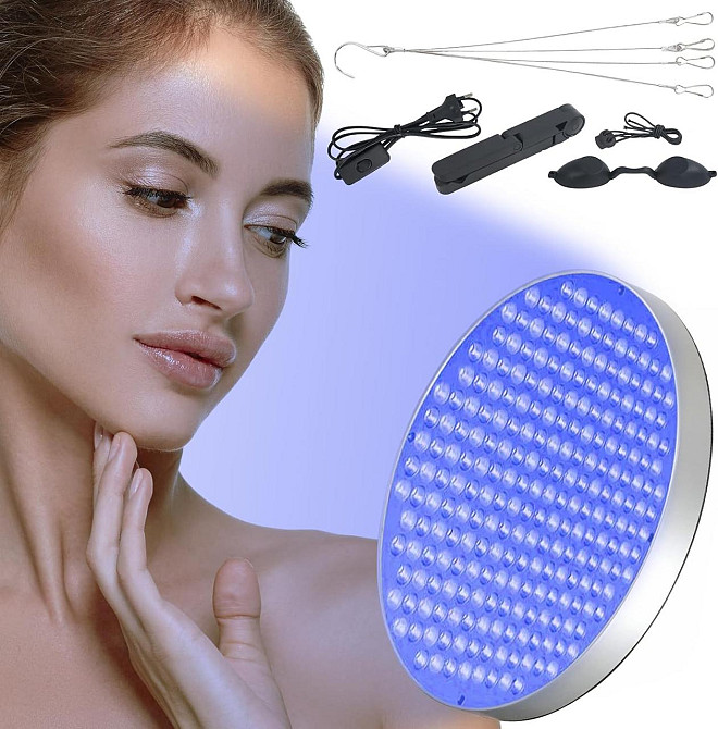 Лампа для загара 250LED 460nm круглая серебристая портативная для лица и тела складная подставка крючки Киев - изображение 1