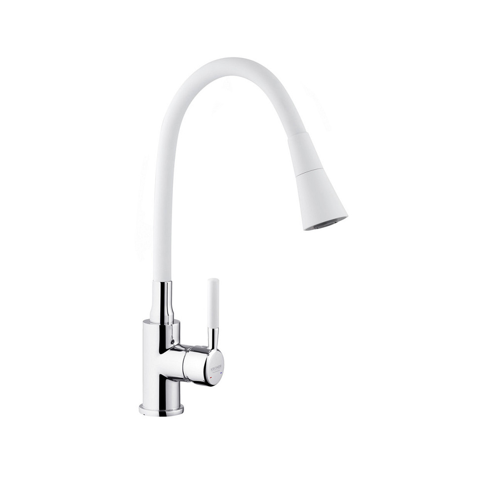 Смеситель для кухни с гибким изливом Kroner KRM Kuche - C132WHI белый/хром Киев - изображение 1
