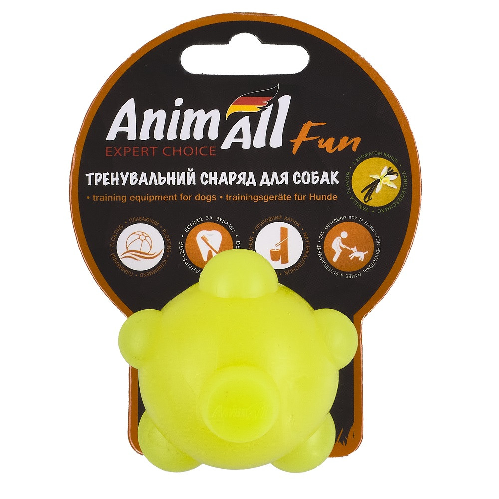 Іграшка AnimAll Fun куля молекула для собак та котів, жовта, 5 см Київ - фото 1