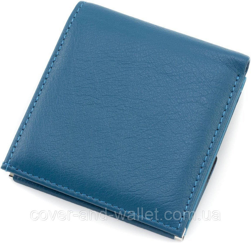 Голубой женский кожаный кошелек маленького размера на кнопке Marco Coverna MC 1420 Синий Киев - изображение 2