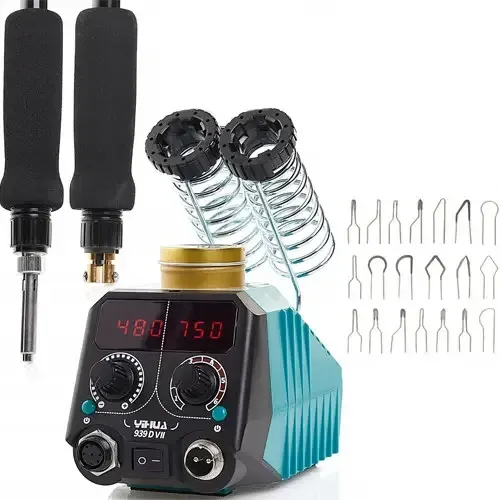 Станція для випалювання проф. YIHUA 939D-VII, подвійна, 48W (max. 150W) + 20 насадок Полтава