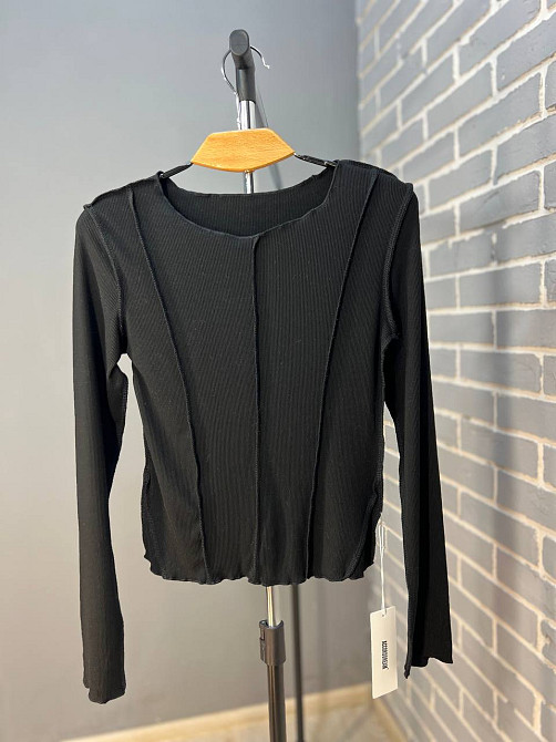 Реглан жіночий ACCORDDREAM 20530 лонгслів вивернуті шви рубчик, чорний, one size Київ - фото 9