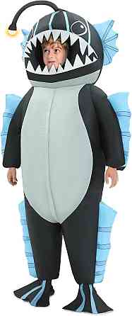 Надувний костюм риби дитячій, кумедний образ морського вудильника на свята, вистави, Хелловін на 120-150 см, 6-13 років Київ