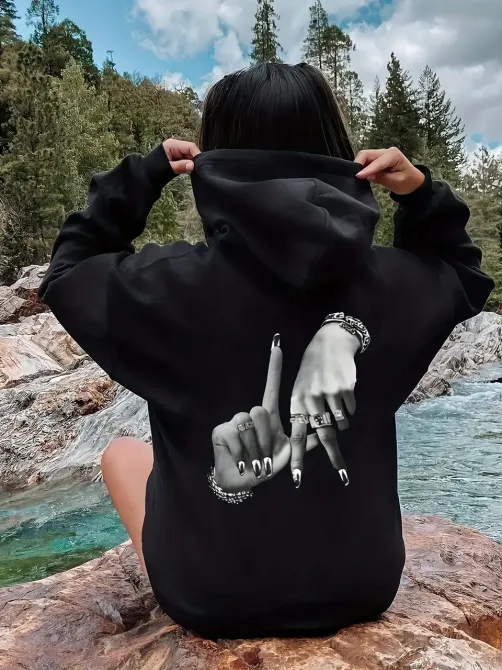 Худі жіноче, світшот чорний, модна толстовка 2700322365 розмір 46 Дніпро - фото 1