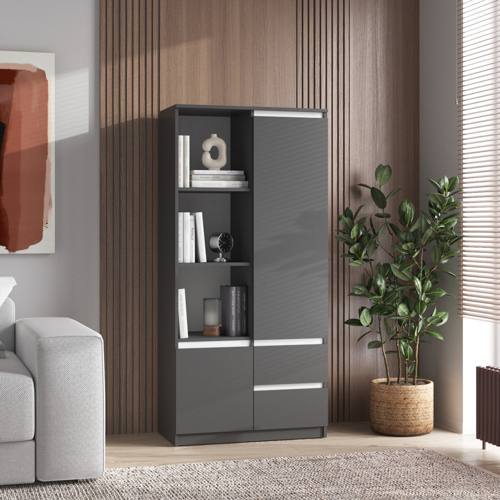 Шафа для книг VAYS R-26, пенал з полицями та шухлядами, ЛДСП, 80×40×170 см - для дому, офісу, вітальні Львів - фото 4