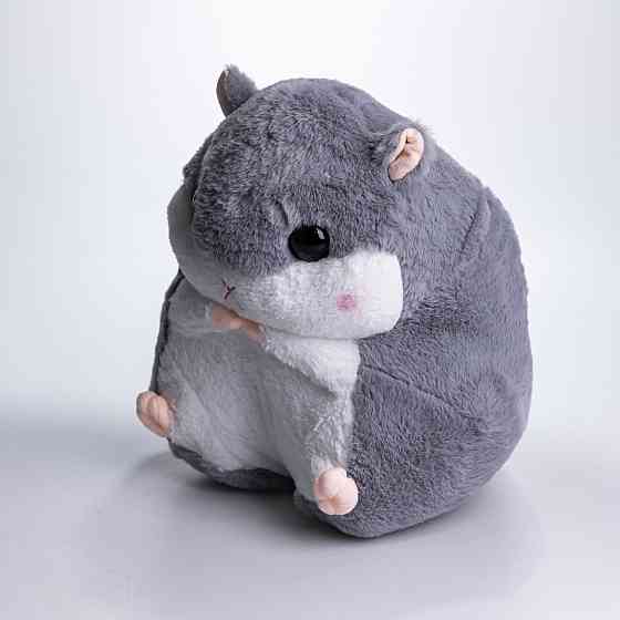М'яка іграшка-подушка з пледом Хом'як 110×160 (см) плюшевий дитячий плед 3в1 Сірий 7090G Коломыя