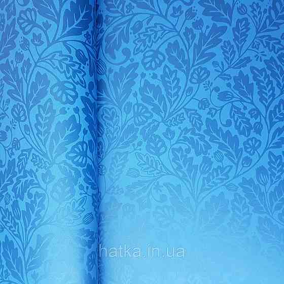 Шпалери вінілові на флізелін Caselio Mystery 0.53х10 м яскраві листя дубок темно сині на блакитному Київ
