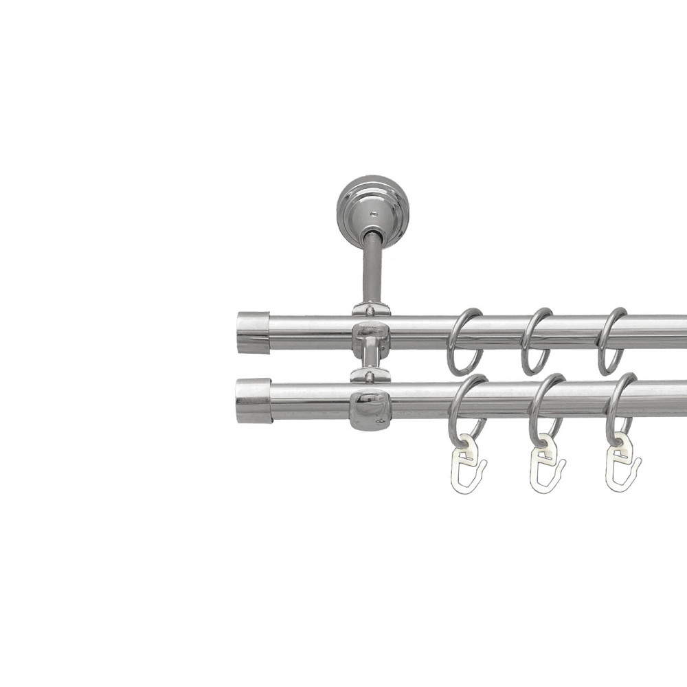 Карниз Orvit Заглушка металевий дворядний відкритий Хром 16\16 мм 160 см (7387745) Львов - изображение 1