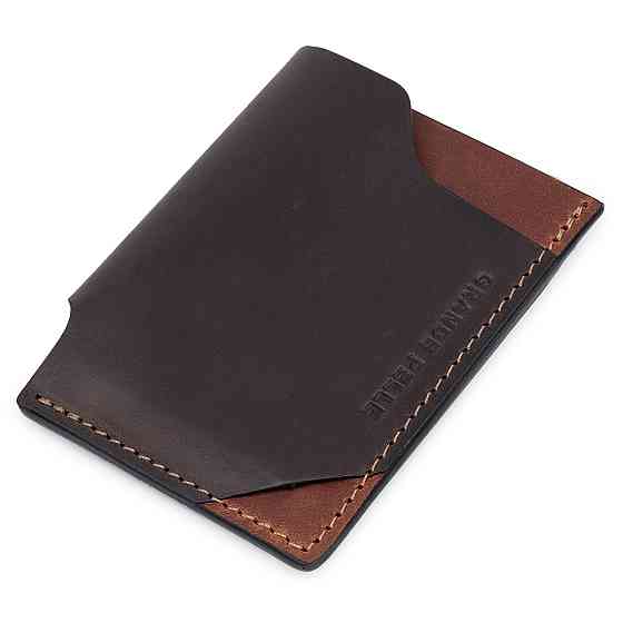 Шкіряний незвичайний картхолдер Коричневий (GRANDE PELLE) Київ
