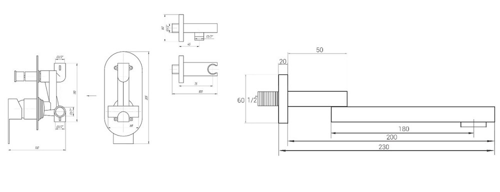 Вилив вбудованного змішувача Globus Lux GLM-200 N-BB (000024252) Київ - фото 7