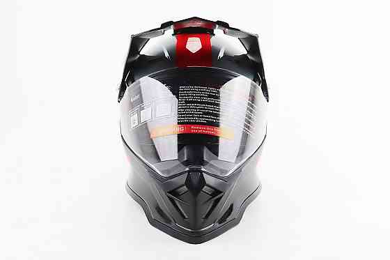 Шолом кросовий/ендуро/АТV зі склом BLD-819-7 S (55-56см), ЧОРНИЙ/СІРО-ЧЕРВОНИЙ Киев