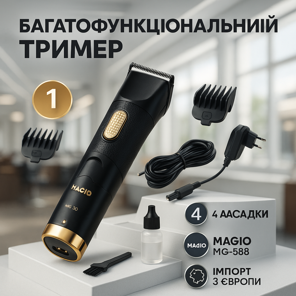 Класна машинка для стрижки волосся Magio, Малошумна машинка для стрижки волосся Тример скронь JA-98 Львів - фото 15