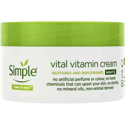 Крем для обличчя Simple Vital Vitamin Night Cream Kind to Skin Нічний вітамінний 50 мл (8710447485552) Вінниця