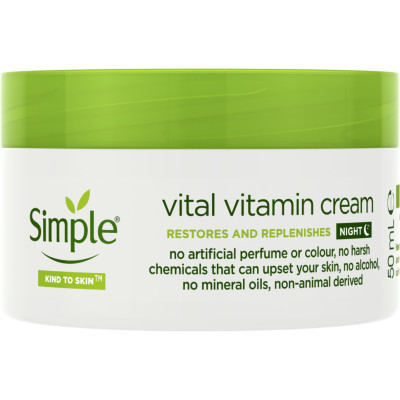 Крем для лица Simple Vital Vitamin Night Cream Kind to Skin Ночной витаминный 50 мл (8710447485552) Винница - изображение 1