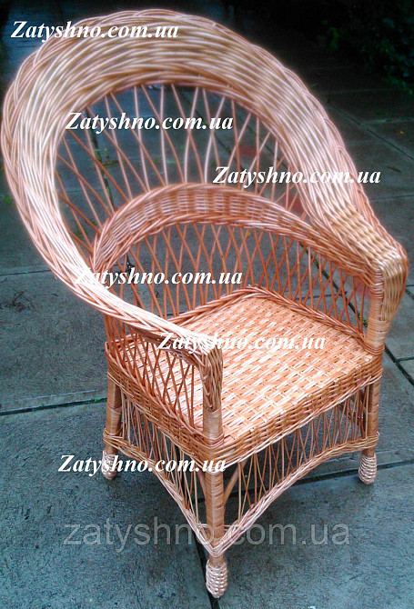 Плетені крісла з лози з широким плетінням Київ - фото 2