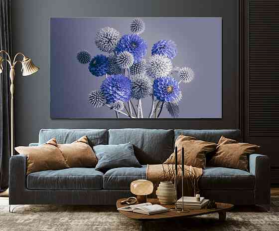 Картина холст у вітальню / спальню Сині квіти    MLP_45  ( 60х30см ) 90х180см Київ