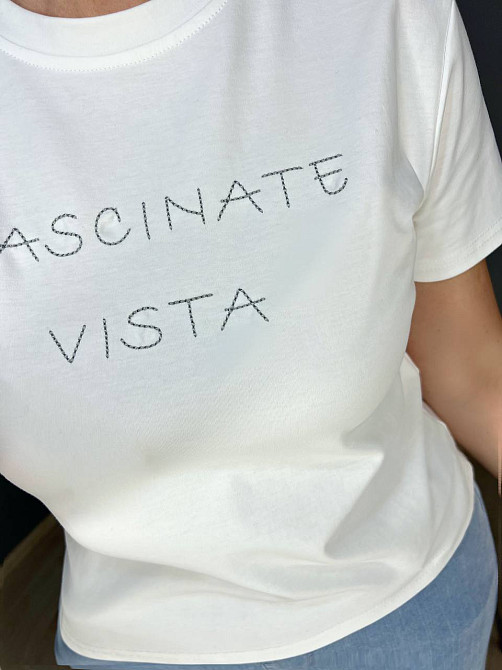 Футболка женская A-N 2632-32 надпись вышивка базовая по фигуре стандарт, белый, one size Киев - изображение 20