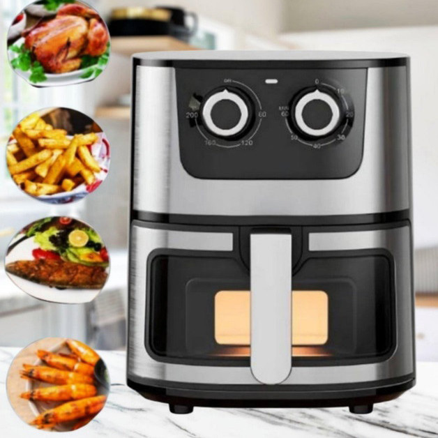 Безмасляна фритюрниця для смаження Rainberg, Аерофритюрниця, Аерогриль з режимом смаження без олії DY-49 Івано-Франківськ - фото 1