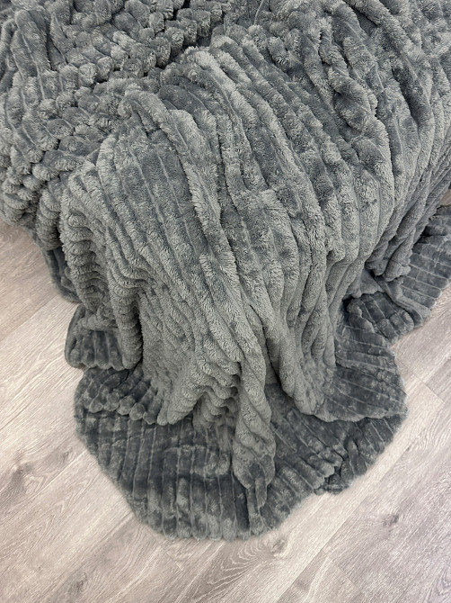 Плед-покрывало полоска Шарпей 200х230 см (+-5см) Серый (87-105) Киев - изображение 7