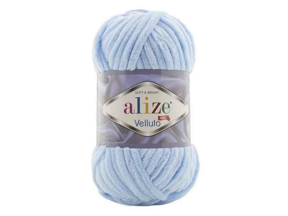 Пряжа Velluto 218 5шт/уп голубой 100% микрополиэстер 100г 68м ТМ Alize Solmir Киев - изображение 1