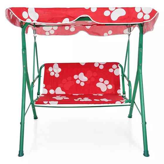 Качели садовые M 4019-1 металл, крыша, красно-белый Винница