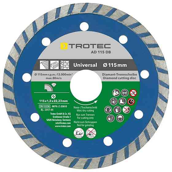 Набор отрезных алмазных дисков Trotec 110/115х22.23х1.2 (4 шт) (6225001121) Винница