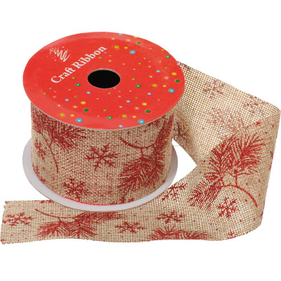 Лента на елку Jumi с узором Цветы 6,5 см, джут (5900410689923) Винница - изображение 1