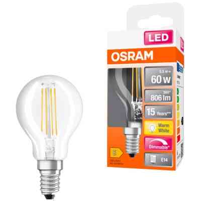 Лампочка Osram LED CL P60 DIM 6,5W/827 230V FIL E14 10x1 (4058075447875) Винница