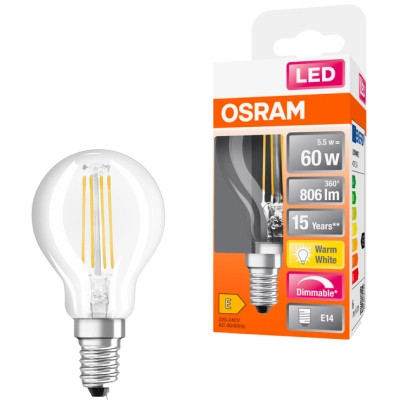 Лампочка Osram LED CL P60 DIM 6,5W/827 230V FIL E14 10x1 (4058075447875) Вінниця - фото 3