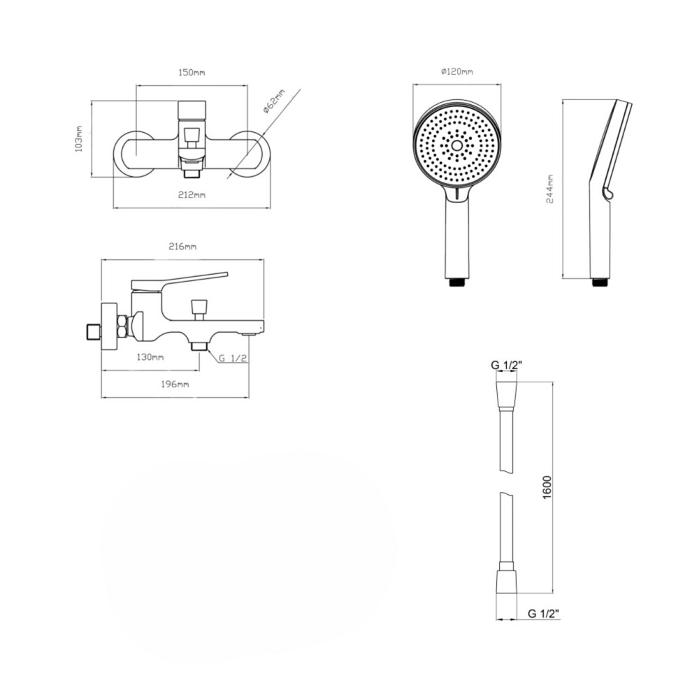 Комплект Qtap Slavonice Black Matt: Змішувач QTSLA259BLM45918 + Шланг QTHADPVCSQ160B + Лійка QTRUC125BLM45951 Київ - фото 8
