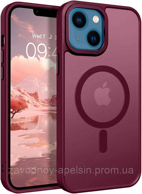 IPhone 15 Чехол матовый Магнит TPU+PC (бордовый) Одесса - изображение 1