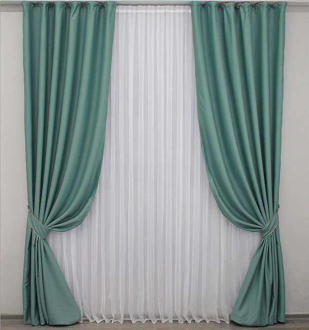 Комплект готовых штор VR-Textil Блэкаут Midnight № 1229ш Бирюзовый 100х290 см 2 шт (31-518) Киев - изображение 2