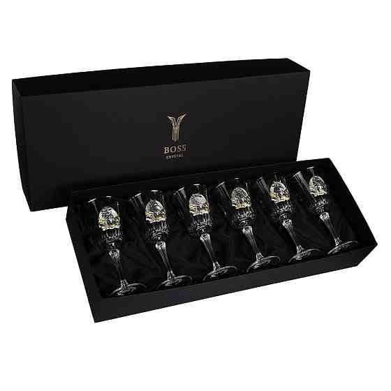 Набір для вина та води “СЕНАТОР” Boss Crystal, 6 келихів, платина, срібло, золото, кришталь Рівне