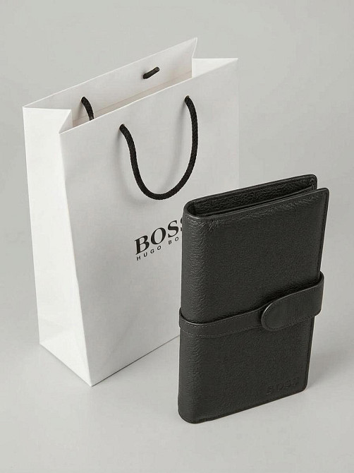Чоловіче шкіряне портмоне на кнопці Boss (7706) Київ - фото 7
