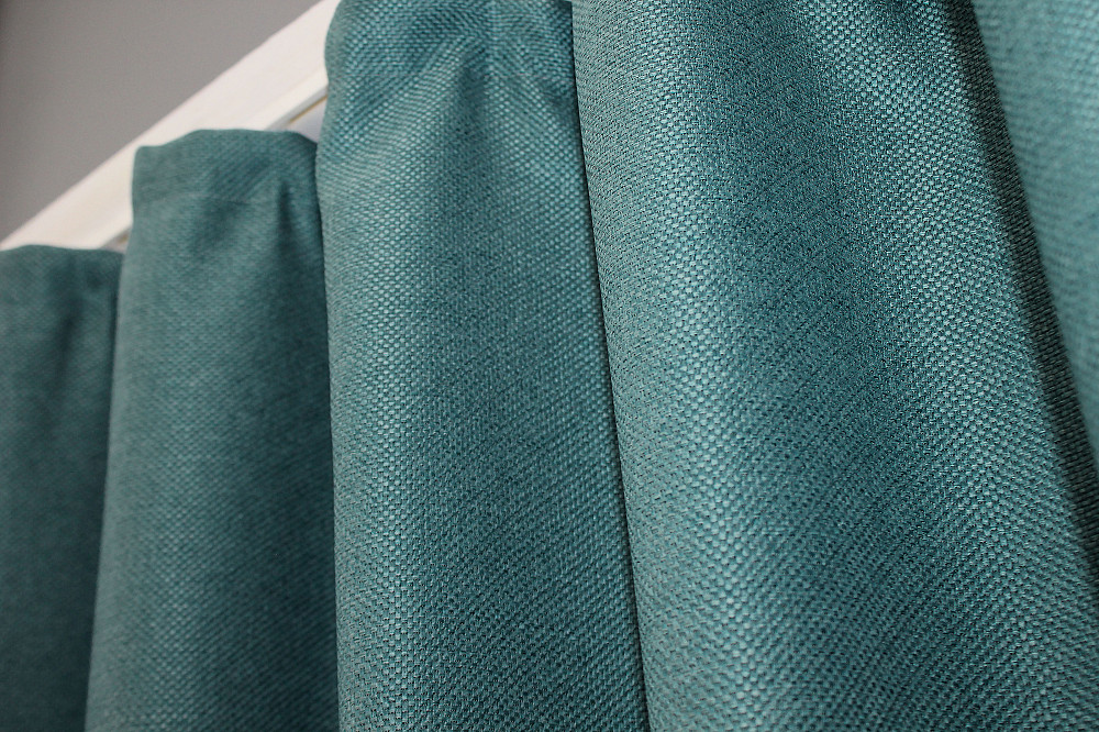 Комплект коротких штор VR-Textil Льон-блекаут Льон Мішковина № 511ш Бірюзовий 130х170см 2 шт (35-0098) Київ - фото 5