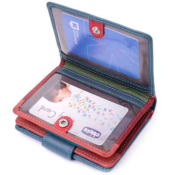 Невеликий вертикальний жіночий гаманець із натуральної шкіри ST Leather 19435 Бірюзовий Київ