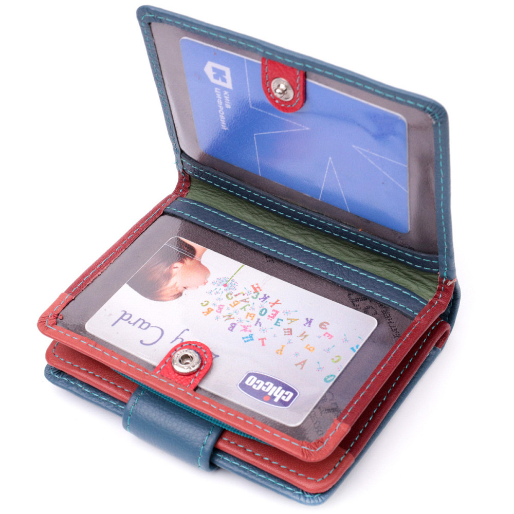 Невеликий вертикальний жіночий гаманець із натуральної шкіри ST Leather 19435 Бірюзовий Київ - фото 5