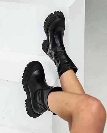 Olli Черевики жіночі OLLI чорні натуральна шкіра з хутром висота 18 см (5343) Коломыя