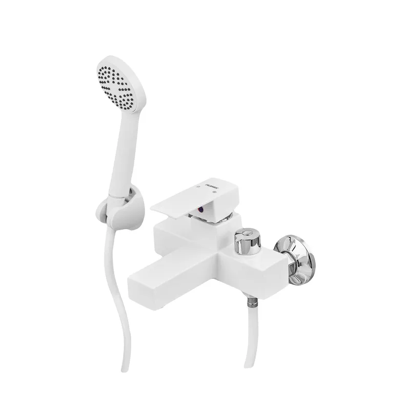 Смеситель для ванны Plamix Kubus-009 EURO SET белый с душевым шлангом и лейкой Харьков - изображение 1