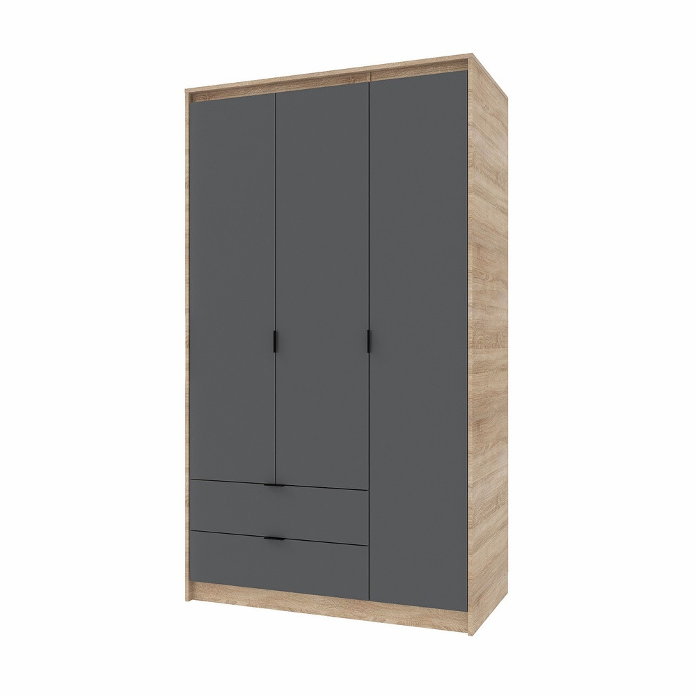 Шафа розпашна для одягу з висувними шухлядами (полиці - штанга) Еверест Сіті-1200 120,2х50х204,6 см Дуб сонома/Графіт (DTM-071125) Львів - фото 6