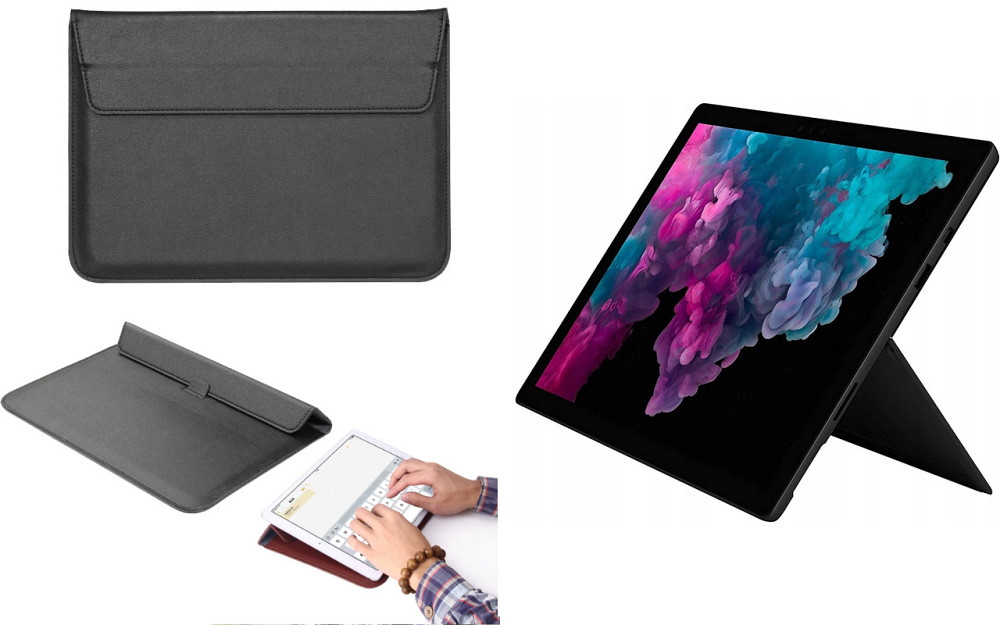 Чохол-конверт VitoCase для Microsoft surface pro 5, Pro 6, Pro 7, Pro 7+, з функцією підставки для планшета Чорний Київ - фото 1