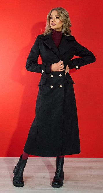 Лаконічне приталене пальто з красивою фурнітурою (42) Київ - фото 4