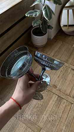 Набор бокалов 2 шт для мартини и шампанского 200 мл «Гринвиль» изумрудное стекло Киев