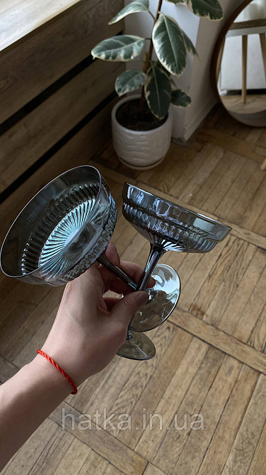 Набор бокалов 2 шт для мартини и шампанского 200 мл «Гринвиль» изумрудное стекло Киев - изображение 2