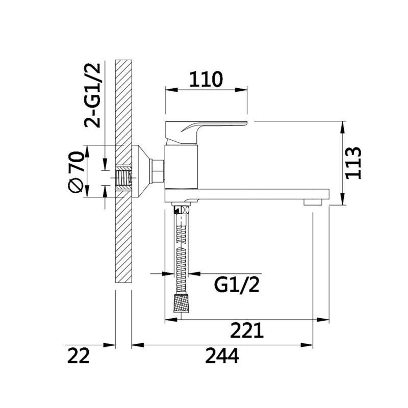 Смеситель для ванны с поворотным изливом, c душевым гарнитуром Qtap Jay QTJAY260BLM45548 Black Matt Харьков - изображение 2