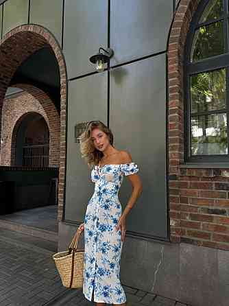 Жіноче стильне елегантне довге плаття зі штапелю Блакитний, 42/44 Одеса